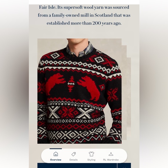 💥 SOLD💥 750$ Polo Ralph Laure polar bear fair isle sweater medium - Picture 3 of 5